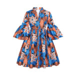 Bell-Sleeve Ankara Mini Dress