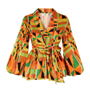 Kente Print Peplum Blazer