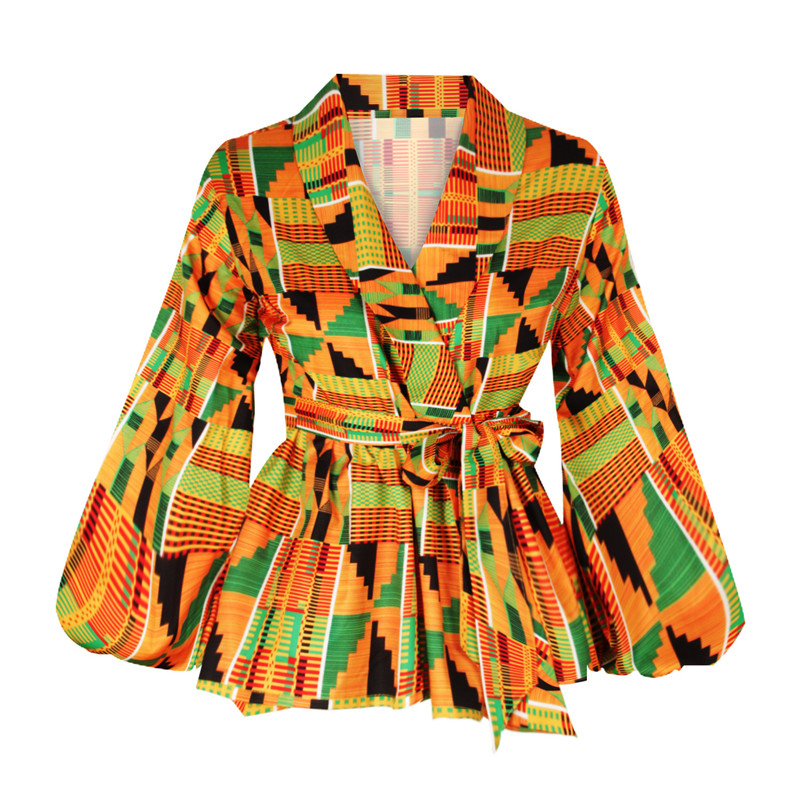 Kente Print Peplum Blazer
